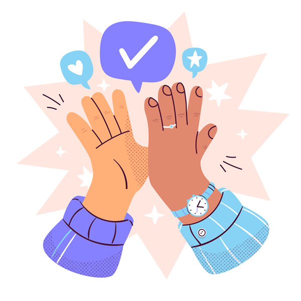 two cartoon arms giving the other a high five